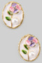 Lacquered Floral Portrait Studs With Pearl