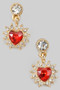 Dazzling Heart Charm Cz Stud Earrings