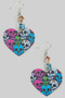 Multi Skull Print Heart Drop Earrings