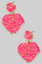 Lacquered Dangling Rose Drop Earrings