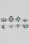 Eight Piece Western Turquoise Stone Ring Set