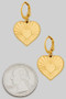 Stainless Steel Etched Heart Charm Huggies