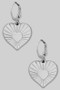 Stainless Steel Etched Heart Charm Huggies