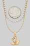 Layered Pearl And Chain Necklace With Loving Swan