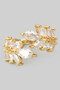 Lavish Brass Leaf Ring With Dazzling Cz Stones