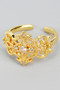 Lavish Filigree Brass Ring With Cz Pave