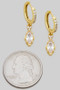 Cz Pave 18K Gold Dipped Huggies With Teardrop Cz