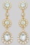 Tiered Rhinestone Pave Flower And Teardrop Earring