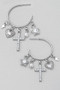 Cross Heart And Star Charm Hoop Earrings