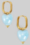 Stone Heart Charm Rectangular Hoop Earrings