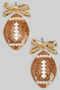 Bow Post Earrings With Glittery Football