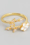 Delicate Twist Ring With Flower And Cz Leaves