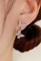 Brass Butterfly Drop Earrings With Cz Pave