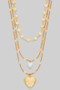 Triple Layered Heart And Locket Pendant Necklace