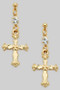 Cz Baroque Cross Drop Earrings