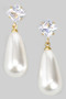 Cz And Teardrop Pearl Earrings