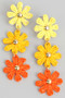 Tiered Multi Color Raffia Flower Earrings