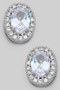 Cz Oval Stud Earrings With Pave
