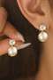 Cz Post With Pearl Earrings