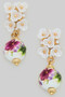 Pearl Flower Cluster And Porcelain Bead Earrings