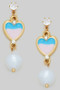 Cz Heart And Fwp Drop Earrings