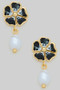 Color Flower Pearl Drop Post Earrings