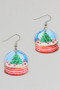 Dangling Christmas Snow Globe Earrings