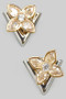 Cz Clover Studs With V Back