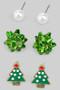 Pearl Bow And Tree Stud Set
