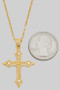 18K Gold Dipped Cz Pave Spiked Cross Pendant Neck