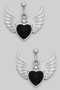 Winged Heart Drop Earrings