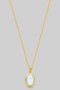 Organic Oval Pearl Pendant Brass Necklace