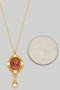 Victorian Cameo Pendant Brass Necklace With Cz