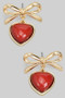 Bow Studs With Heart Charms