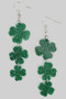 Tiered Glittery Clover Drop Earrings