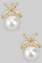 Cz Clover And Pearl Studs