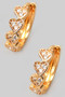 Brass Heart Link Hoops With Cz Pave