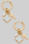 Three Charms Clover Dangle Huggie Earrings