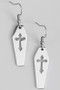 Stainless Steel Cross Punch Out Coffin Earrings