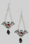 Stone Bat Earrings With Dangling Stone