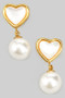 Mop Abalone Heart And Pearl Drop Earrings