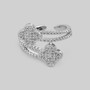 Textured Clover Ring With Cz Pave