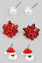 Pearl Bow And Santa Studs