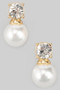 Cz Post With Pearl Earrings