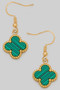 18K Gold Dipped Clover Charm Dangle Earrings