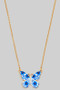 Flower Print Butterfly Pendant Necklace