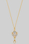 Cz Color Stone And Pearl Pendant Necklace