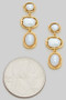 Organic Oval Ac Pearl Three Drop Earrings