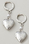 Dangling Heart Locket Huggie Earrings With Pearl