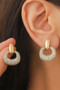 Brass Bar Studs With Cz Pave Hoop